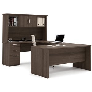 Bestar Logan U Shape Computer Desk with Hutch