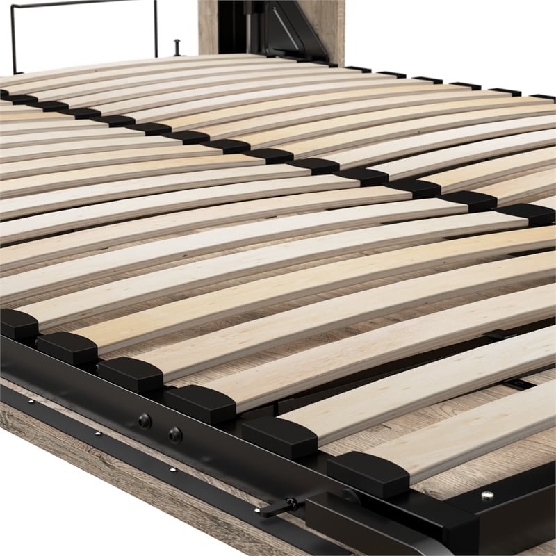 Cielo 60W Full Murphy Bed in Bark Gray and White - Engineered Wood