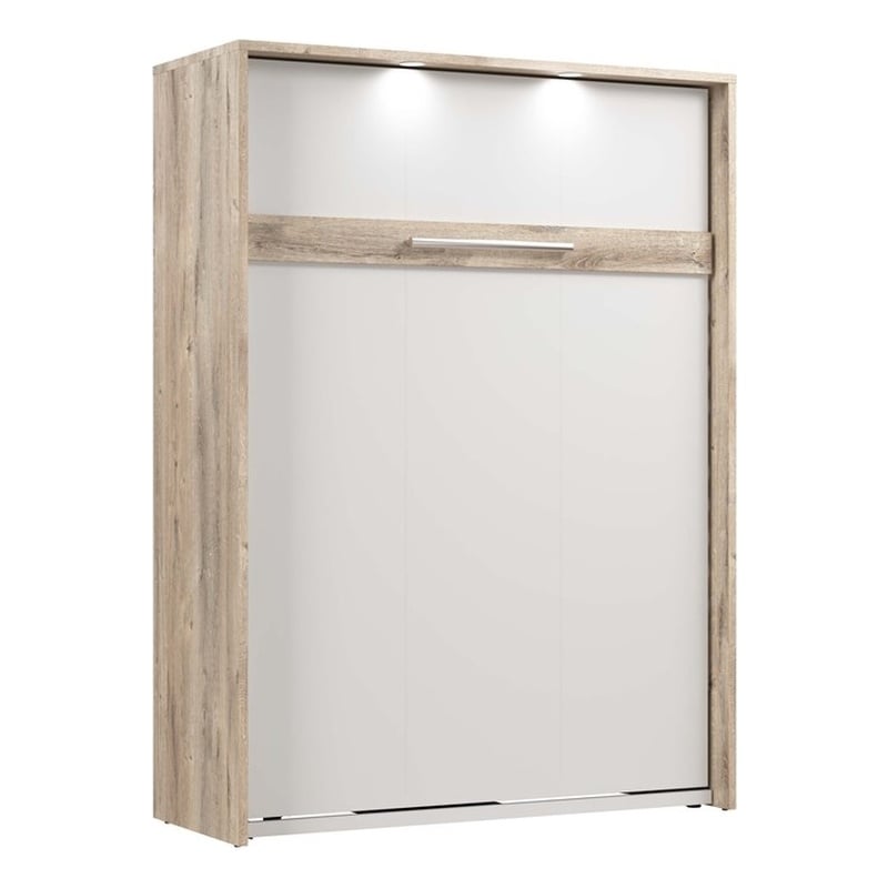 Cielo 60W Full Murphy Bed in Bark Gray and White - Engineered Wood