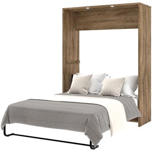bestar cielo full wall bed in rustic brown and white