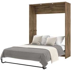bestar cielo queen wall bed in rustic brown and white