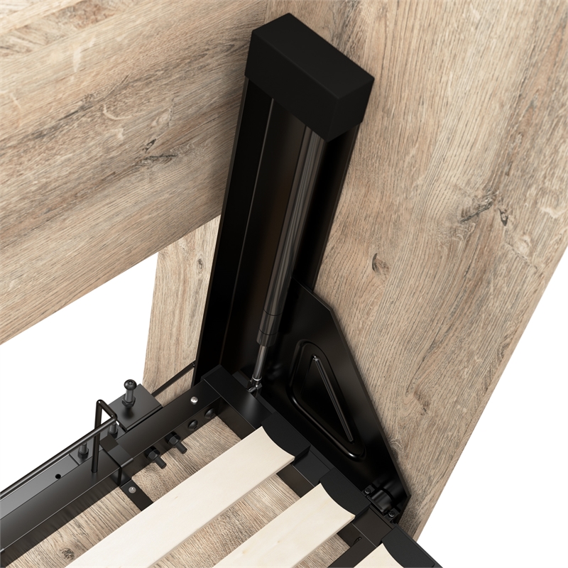 Cielo Full Murphy Bed with Nightstands in Rustic Brown/White - Engineered Wood