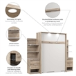 Cielo Full Murphy Bed with Nightstands in Rustic Brown/White - Engineered Wood