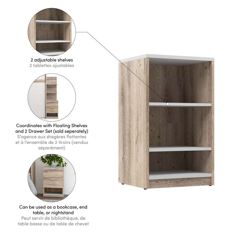 Cielo 20W Nightstand in Rustic Brown and White - Engineered Wood