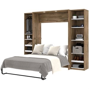 bestar cielo classic 3 piece full wall bed in rustic brown and white