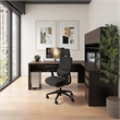 Connexion L Shaped Desk with Hutch in Antigua and Black - Engineered Wood