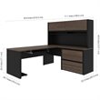 Bestar Connexion 5 Piece L Shaped Computer Desk with Hutch in Antigua and Black