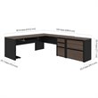 Bestar Connexion 5 Piece L Shaped Office Set in Antigua and Black