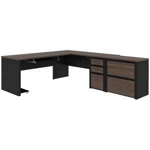 bestar connexion 5 piece l shaped office set in antigua and black
