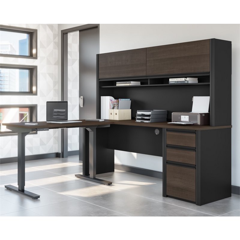 Bestar Connexion 3 Piece Standing Desk Set in Antigua and Black