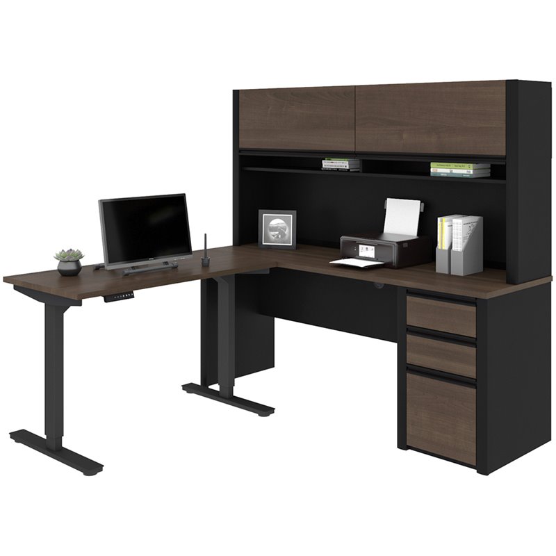 Bestar Connexion 3 Piece Standing Desk Set in Antigua and Black