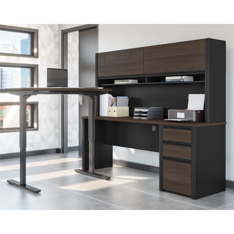 Bestar Connexion 3 Piece Standing Desk Set in Antigua and Black