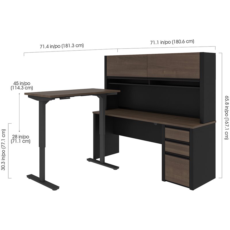 Bestar Connexion 3 Piece Standing Desk Set in Antigua and Black