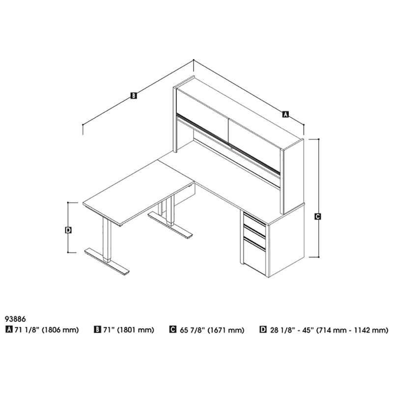 Bestar Connexion 3 Piece Standing Desk Set in Antigua and Black