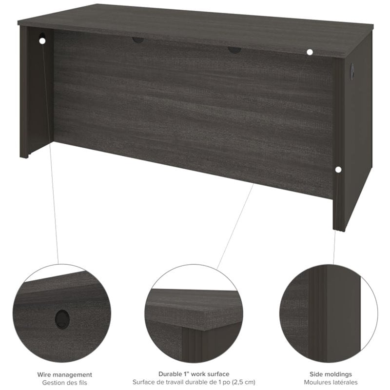 Bestar Prestige Plus Executive Writing Desk in Bark Gray and Slate