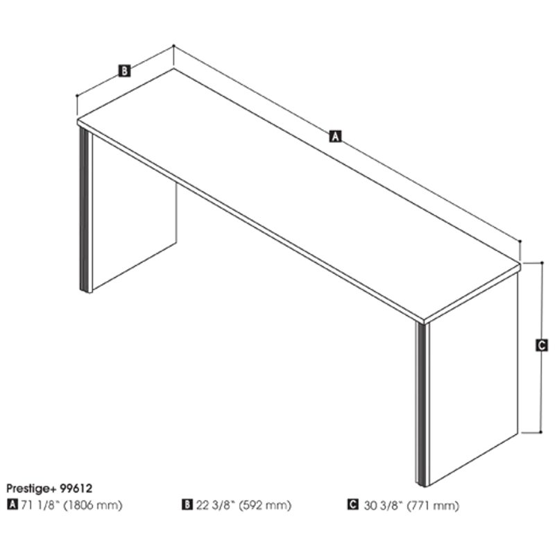 Bestar Prestige Plus Credenza Desk in Bark Gray and Slate