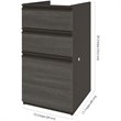 Bestar Prestige Plus 3 Drawer Add On File Cabinet in Bark Gray and Slate