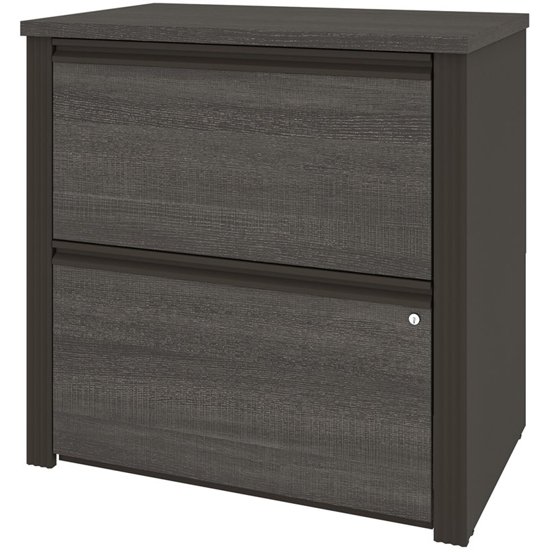 Bestar Prestige Plus 3 Drawer Add On File Cabinet In Bark Gray And Slate File Cabinets Cabinets Racks Shelves