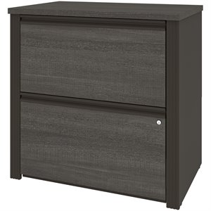 bestar prestige plus 2 drawer lateral file cabinet in bark gray and slate