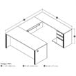 Bestar Prestige Plus 5 Piece U Shaped Computer Desk in Bark Gray and Slate