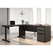 Bestar Prestige Plus 3 Piece Standing Desk Set in Bark Gray and Slate