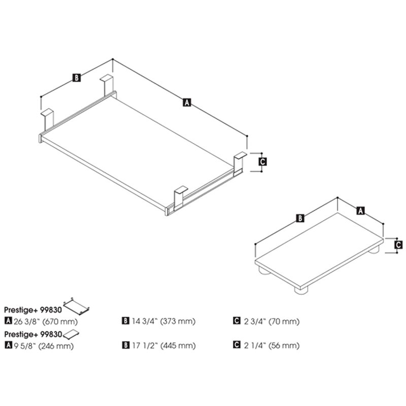 Bestar Prestige Plus Keyboard Shelf and CPU Platform in Slate