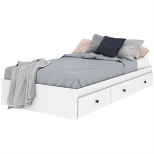 bestar mira platform storage mates bed in white