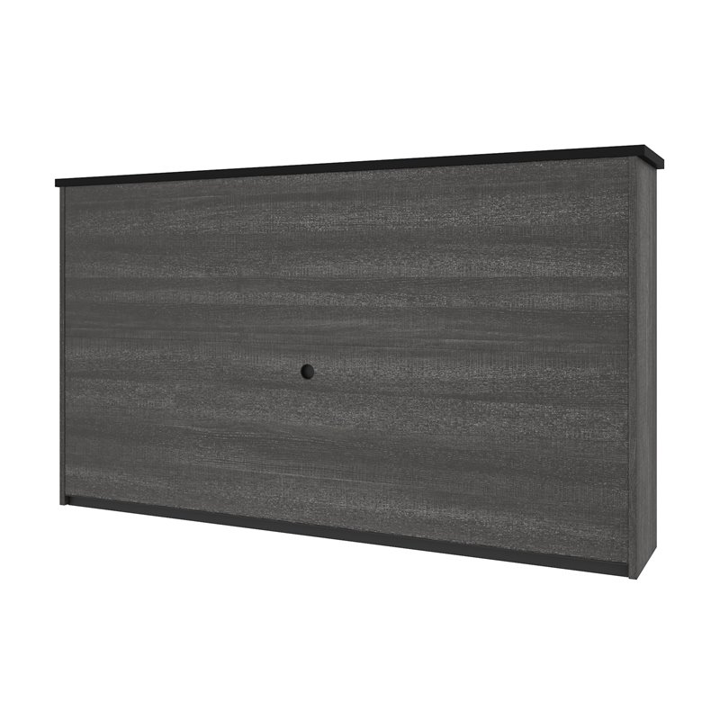 Bestar Norma 2 Door Desk Hutch in Black and Bark Gray