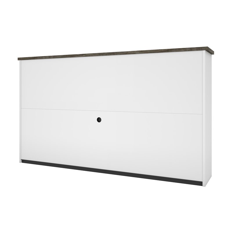 Bestar Norma 2 Door Desk Hutch in Walnut Gray and White
