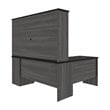 Bestar Norma L Shaped Computer Desk with Hutch in Black and Bark Gray