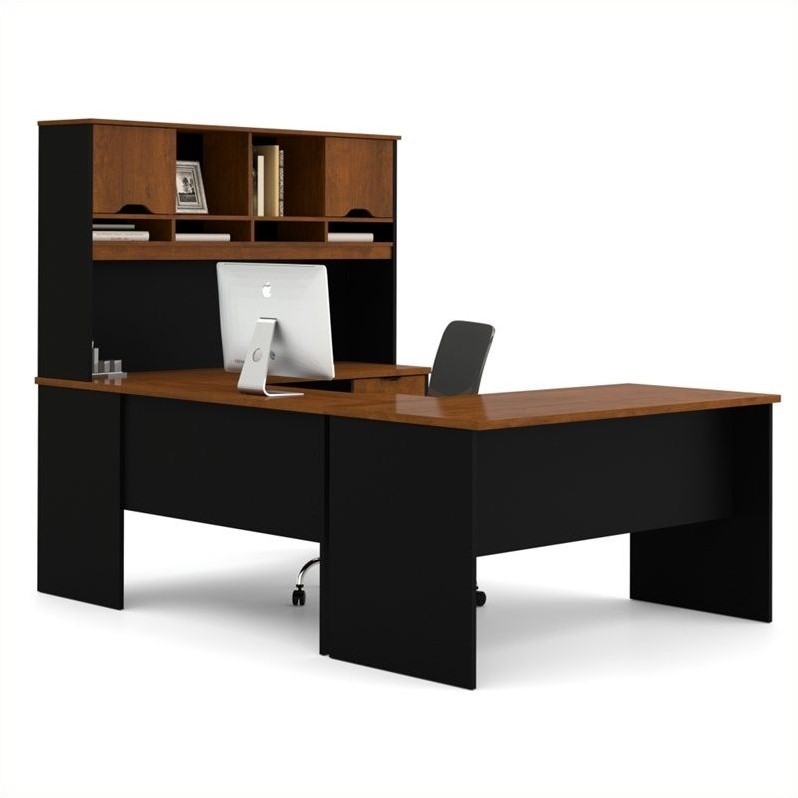 Bestar Innova U Shape Desk in Tuscany Brown and Black ...