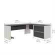 Bestar Connexion L-Shaped Desk with 1 Oversized Pedestal in Sandstone & Slate