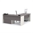 Bestar Connexion L-Shaped Desk with 1 Oversized Pedestal in Sandstone & Slate