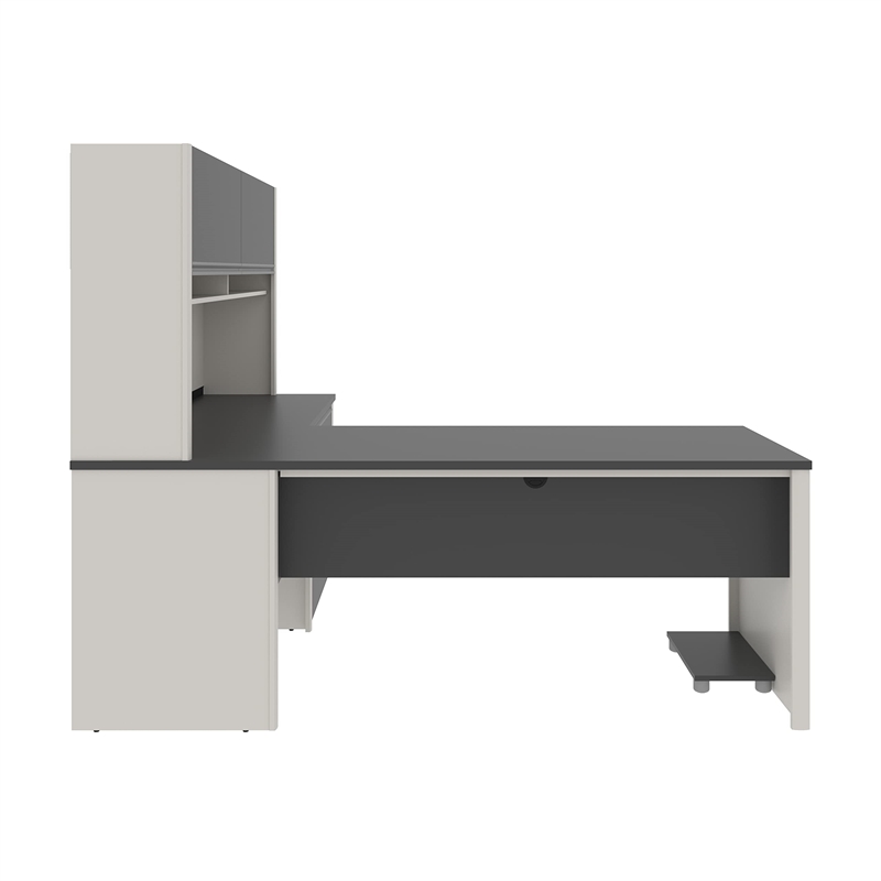 Bestar Connexion L-Shaped Office Set in Sandstone & Slate