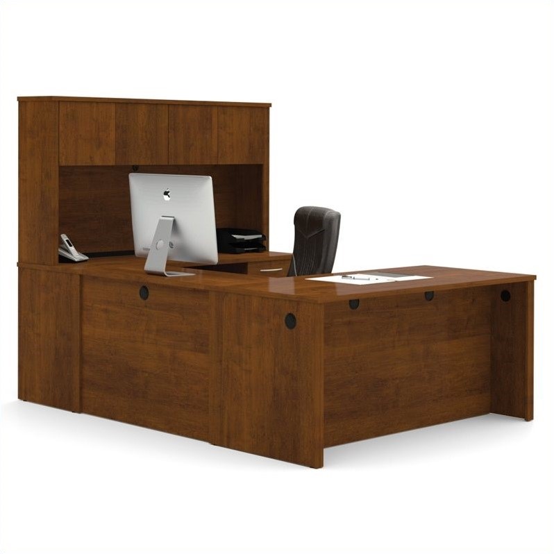 Bestar Embassy UDesk with Hutch in Tuscany Brown 6085763
