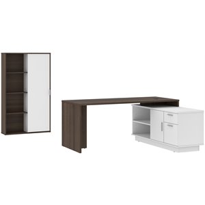 bestar equinox 2 piece set wooden l shaped office set in antigua and white