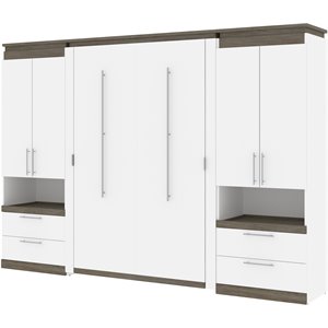 bestar orion murphy bed with 2 storage cabinets in white
