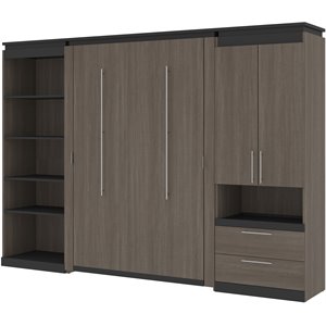 bestar orion murphy bed with multifunctional storage in bark gray