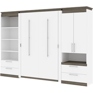 bestar orion murphy bed and storage with drawers in white