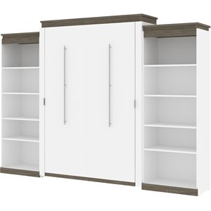 bestar orion murphy bed with 2 bookcases in white