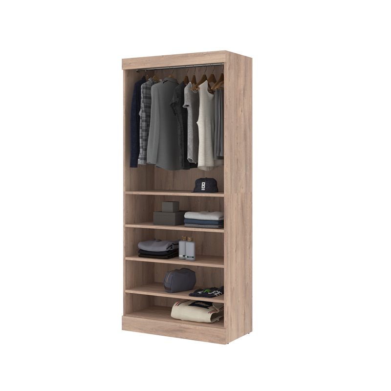 Bestar Pur 36W Closet Organizer in Rustic Brown - Engineered Wood