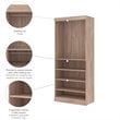 Bestar Pur 36W Closet Organizer in Rustic Brown - Engineered Wood