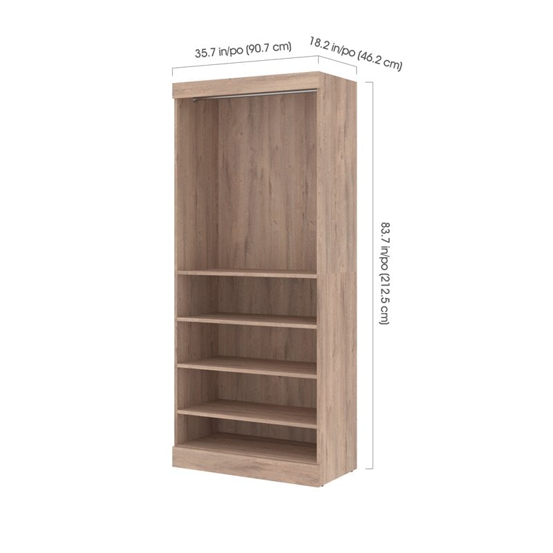 Bestar Pur 36W Closet Organizer in Rustic Brown - Engineered Wood