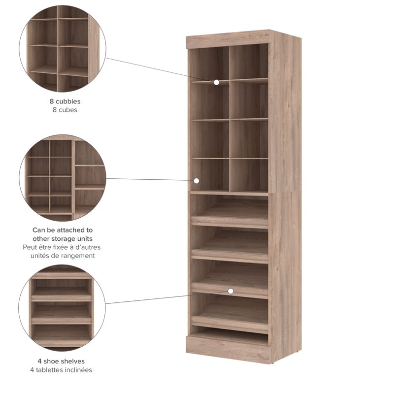 Bestar Pur 25W Closet Shoe Organizer in Rustic Brown - Engineered Wood