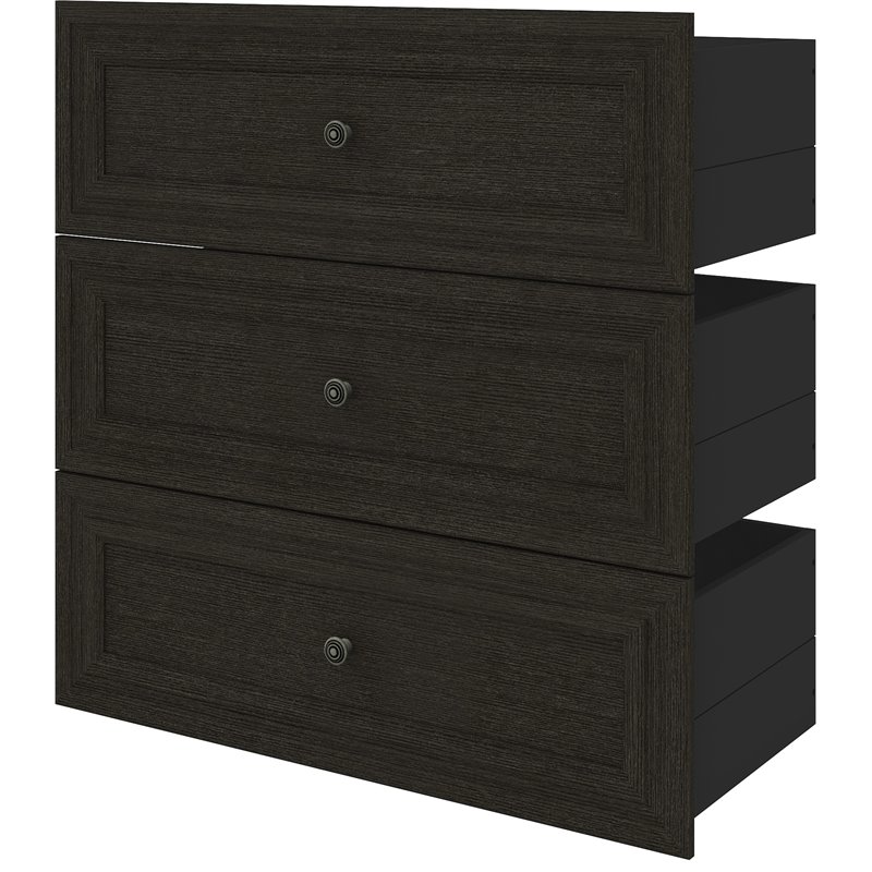 Bestar Versatile 36" 3 Drawer Set for Closet Organizer in Deep Gray