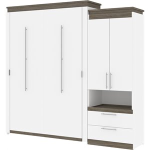 bestar orion murphy bed with storage cabinet in white