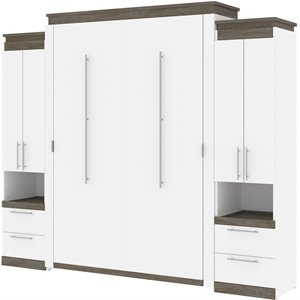 bestar orion murphy bed with 2 storage cabinets in white ii
