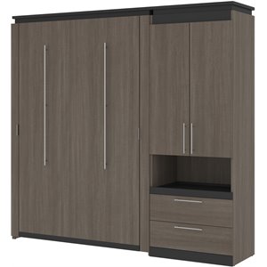 bestar orion murphy bed with storage cabinet in bark gray