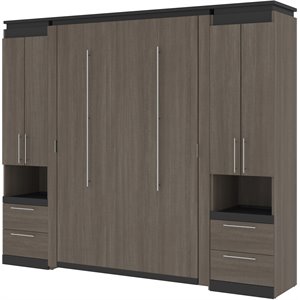 bestar orion murphy bed with 2 storage cabinets in bark gray ii