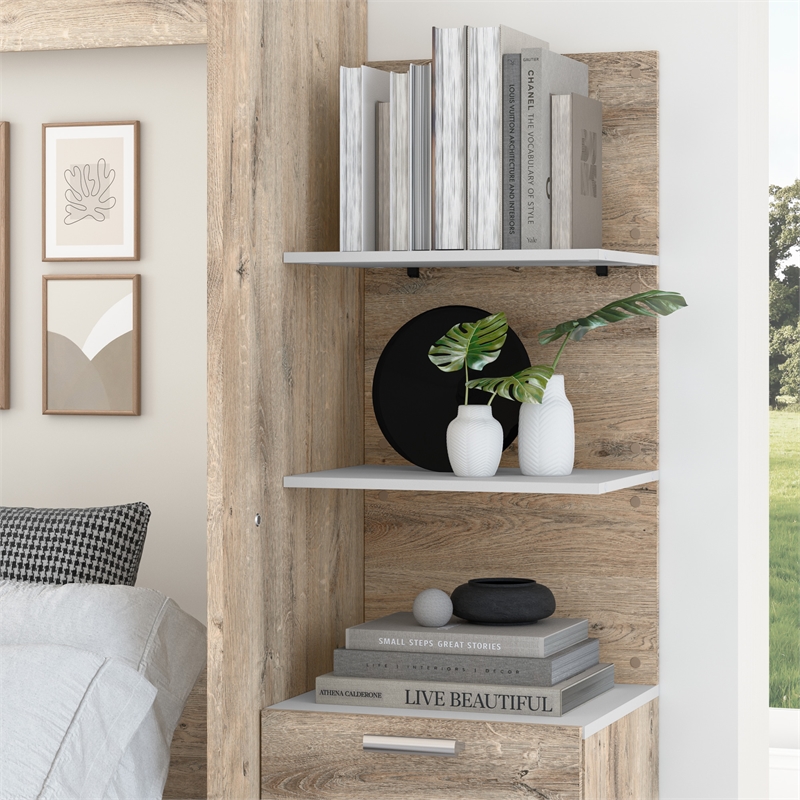Cielo 20W Floating Shelves in Rustic Brown and White - Engineered Wood